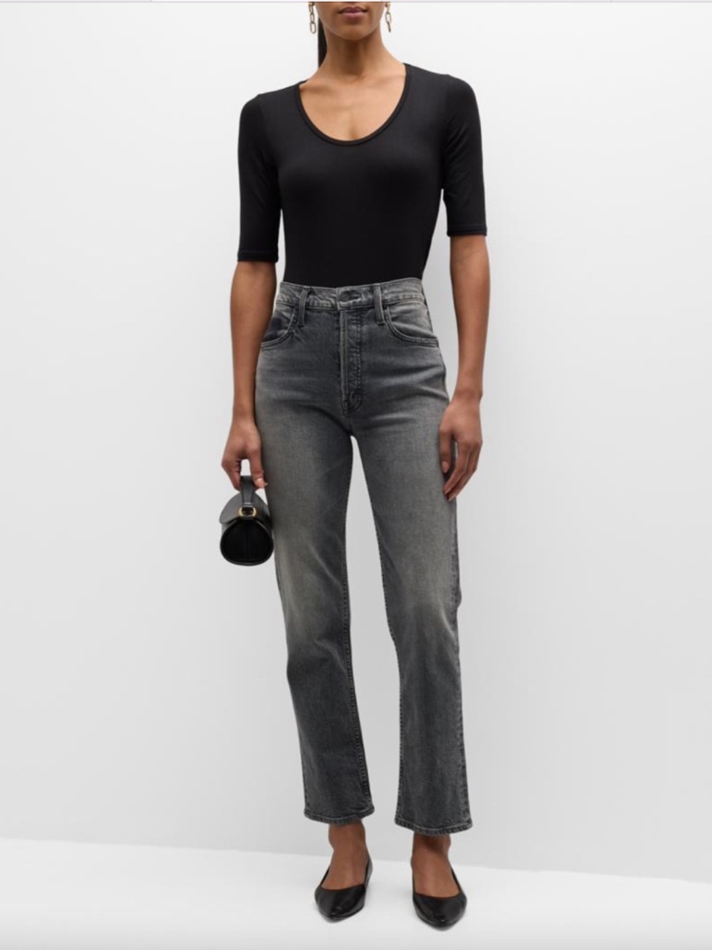 Majestic Filatures Soft Touch Elbow Sleeve Scoop Neck T-Shirt, Black, Size 3 / M